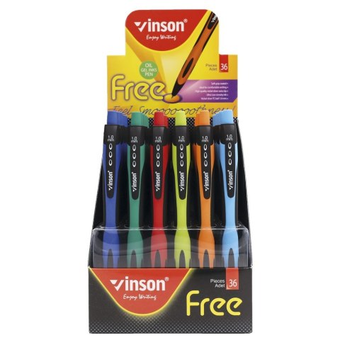 Długopis olejowy Free wkład niebieski 1,0mm Vinson (1008)