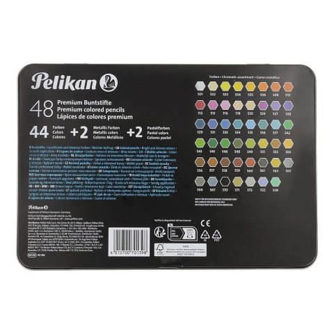 Kredki ołówkowe premium metalowe etui 48 kol. Pelikan (300000374)