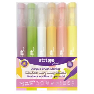 Marker specjalistyczny końcówka BRUSH akrylowy w 6kol wkład mix pędzelek końcówka Strigo (SSC430)