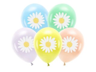 Balon gumowy Stokrotki (1 op. / 5 szt.) mix 300mm Partydeco (ECO30P-201-000-5)