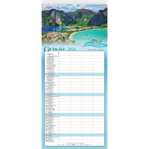 Kalendarz ścienny NOTATNIKOWY KOMPOZYCJE KWIATOWE 220mm x 490mm Lucrum (WN02)