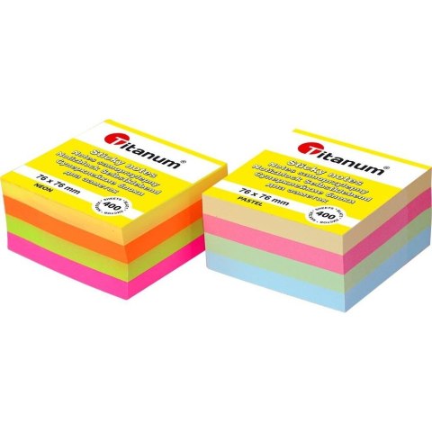 Notes samoprzylepny (karteczki) mix pastelowy 400k [mm:] 76x76 Titanum (SF-02)