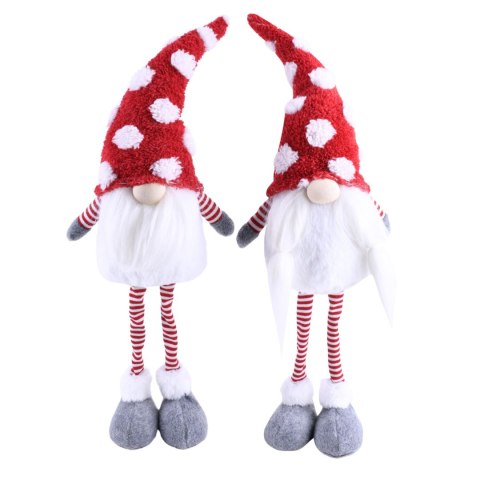 Ozdoba świąteczna gnom z brodą i czapką w kropki 18x10x55 Home And Garden (6854)