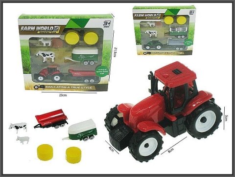 Traktor 16cm 2 przyczepy + akcesoria Hipo (H13607)