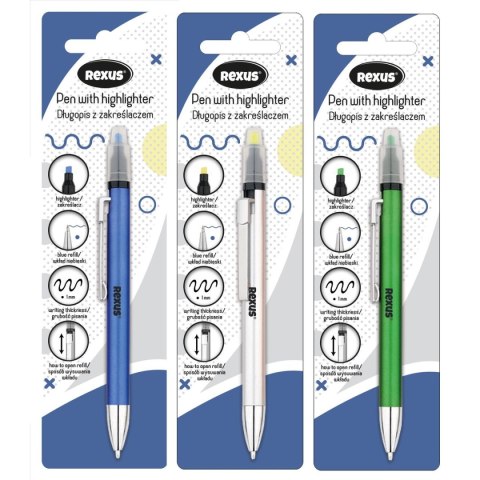 Długopis wkład niebieski 1,0mm Rexus (5901276102014)