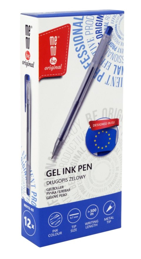 Długopis żelowy wkład niebieski 0,7mm Memobe (MD112-03)