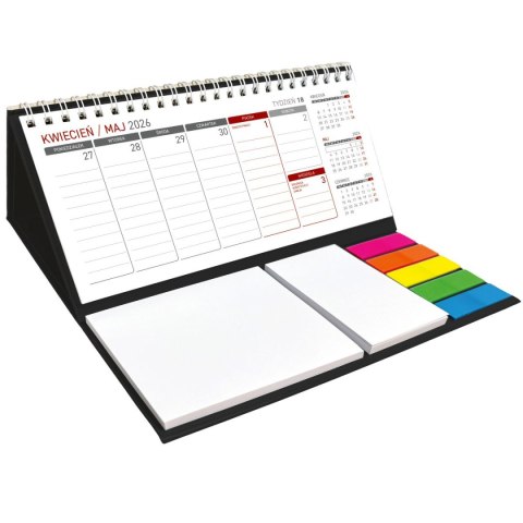 Kalendarz biurkowy tygodniowy MAXI biurkowy z notesem, spiralowany 210mm x 110mm Wydawnictwo Wokół Nas (KB 044 B czarny)