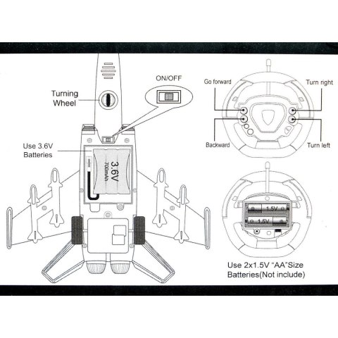 Samolot myśliwski na rado, 4 funkcje, jeździ, z ładowarką Adar (522138)