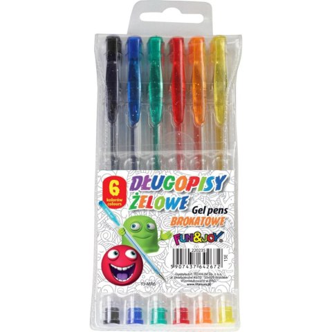 Długopis żelowy brokatowy 6 kolorów wkład mix 1,0mm Fun&Joy (FJ-MR6)