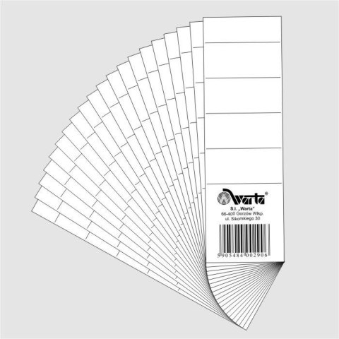 Etykiety opisowe do segregatora biały [mm:] 50x157 Warta (350-002)