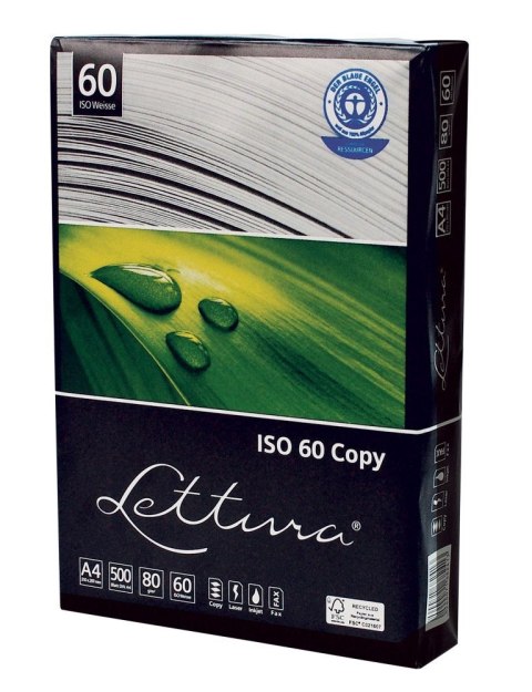 Papier ksero ekologiczny A4 biały 500k. 80g Lettura (xba4lett80gISO60)