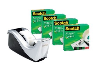 Taśma biurowa Magic komplet rolek + podajnik 19x33 [mm x m] Scotch (3M-70005258358)