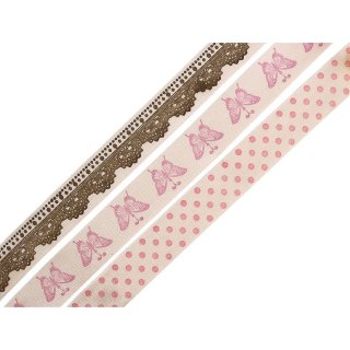 Wstążka Craft-Fun Series groszki, motylki, koronka 15x1 [mm x m] mix Titanum (DD23-2)