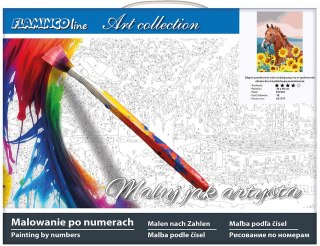 Zestaw kreatywny Malowanie po numerach 30x40cm Koń w słonecznikach Flamingo Line (FSY459)