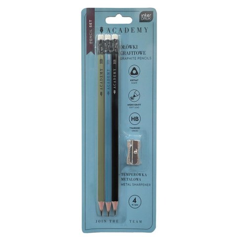 Zestaw piśmienniczy ACADEMY 3szt met+ temperówka Interdruk