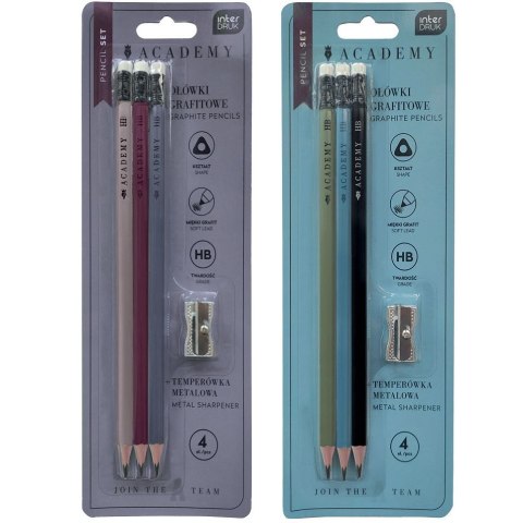 Zestaw piśmienniczy ACADEMY 3szt met+ temperówka Interdruk