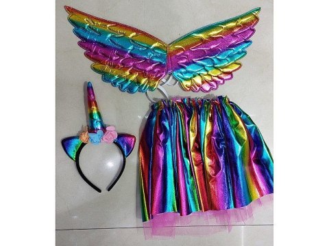 Kostium jednorożca ze spódniczką, skrzydłami i opaską Adar (583382)