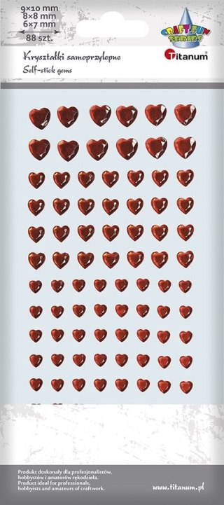 Kryształki Craft-Fun Series samoprzylepne czerwone Titanum (serca)