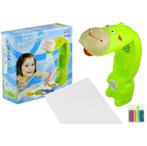 Zestaw kreatywny dla dzieci Rzutnik Projektor Żyrafa + Zeszyt + Pisaki Wodne Lean (715)