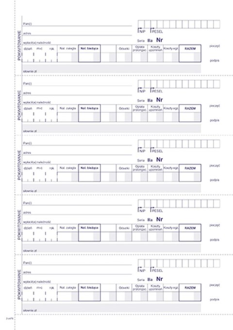 Druk samokopiujący Kwitariusz przychodowy A5,oryg.+ 2 kopie A5 60k. Michalczyk i Prokop (400-3)