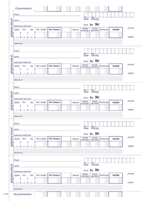 Druk samokopiujący Kwitariusz przychodowy A5,oryg.+ 2 kopie A5 60k. Michalczyk i Prokop (400-3)