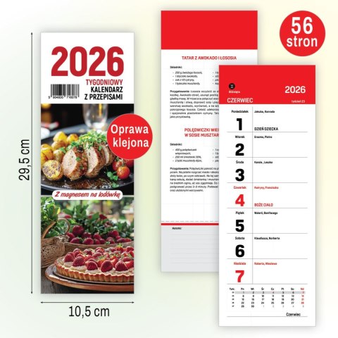 Kalendarz ścienny na lodówkę z magnesem 120mm x 270mm Press