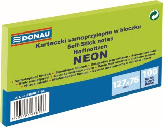Notes samoprzylepny (karteczki) Neon zielony 100k [mm:] 127x76 Donau (7588011-06)