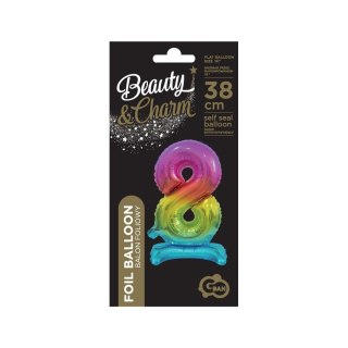 Balon foliowy cyfra 8 stojąca 38cm, tęczowa Godan (BC-ATT8)