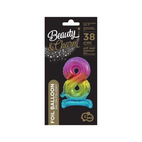 Balon foliowy cyfra 8 stojąca 38cm, tęczowa Godan (BC-ATT8)