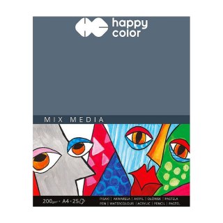 Blok rysunkowy Mix Media A4 biały 200g 25k Happy Color (HA 3720 2030-A25)