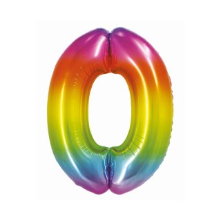 Balon foliowy Smart cyfra 0 tęcza 76cm Godan (CH-STC0)