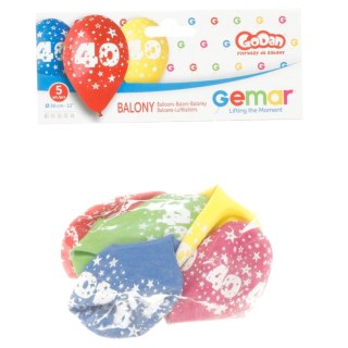 Balon gumowy Z NADRUKIEM 5 szt mix 12cal Godan (GS110/40)