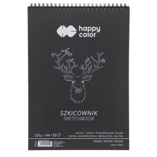 Blok artystyczny szkicownik czarny A4 220g 20k Happy Color (HA 3822 2030-C20)