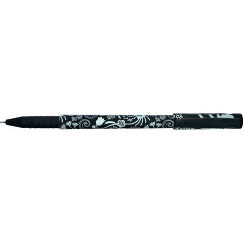 Długopis olejowy Fashion A71 KWIATY BLACK-WHITE wkład niebieski 0,7mm Vinson