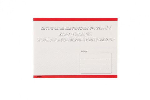 Druk offsetowy Zestawienie miesięcznej sprzedaży z kasy fiskalnej A6 Stolgraf (P61)