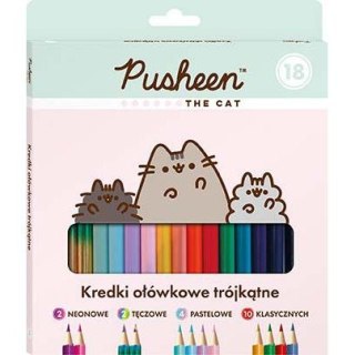 Kredki ołówkowe Pusheen 18 k ( 10 std, 2 neon+2 tęcza+ 5903235652042 18 kol. St.Right (4 pastel)