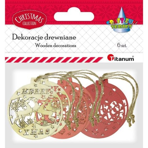 Ozdoba drewniana Craft-Fun Series zawieszka bombka 3 wzory Titanum (182681D)