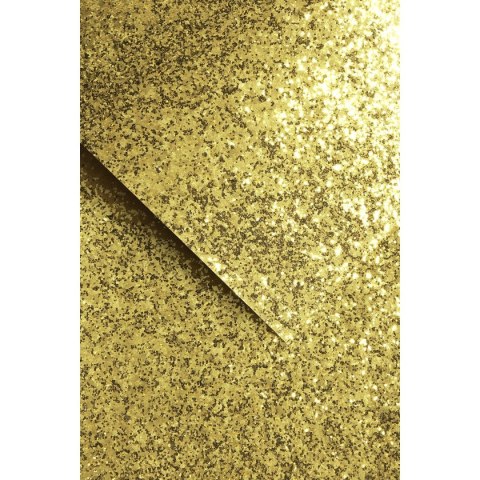 Papier ozdobny (wizytówkowy) cekinowy złoty A4 ZŁOTY 210g Galeria Papieru (208506)