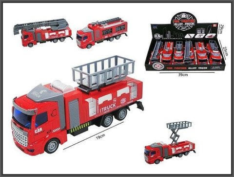 Samochód strażacki 19cm metalowy Hipo (HX213)