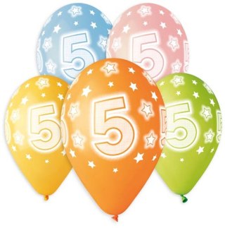 Balon gumowy Premium Hel z nadrukiem 5, 13 cali/5 sztuk mix 330mm 13cal Godan (GS120/5)
