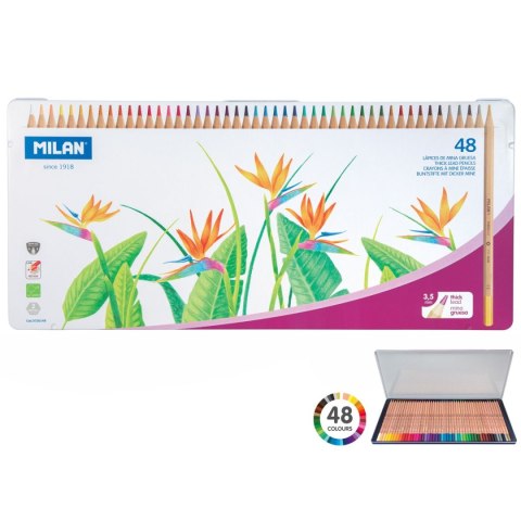 Kredki ołówkowe Thick Lead w metalowym opakowaniu 48 kol. Milan (0726148)