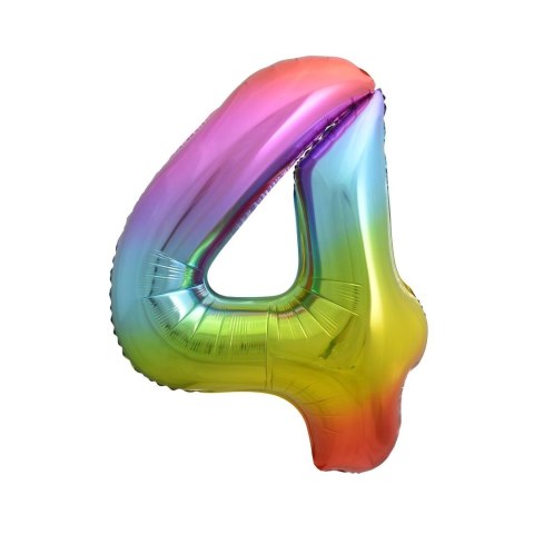 Balon foliowy cyfra 4 tęczowy 85cm 40cal Godan (HS-C34T4)