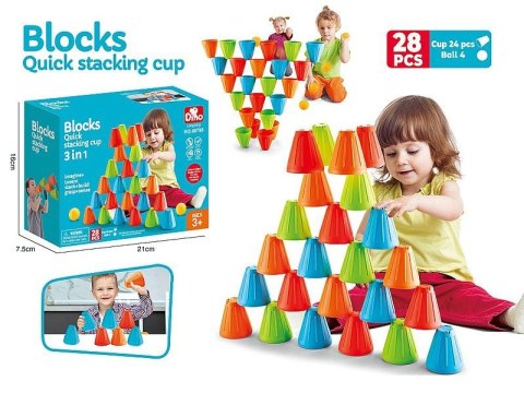 Gra zręcznościowa układanie 24 kubeczków z piłeczkami, kubek 8cm Adar (612761)