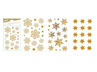 Naklejki świąteczne śnieżynki złote świąteczne (8882326)