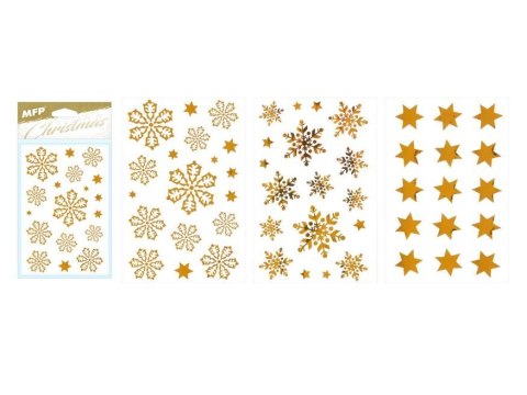 Naklejki świąteczne śnieżynki złote świąteczne (8882326)