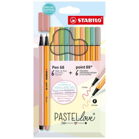 Zestaw piśmienniczy Pen68+Point88 6888/12-7-7 Stabilo (pastel)