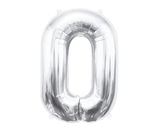 Balon foliowy Cyfra 0, srebrna, 85 cm 85cal Godan (BC-HSR0)