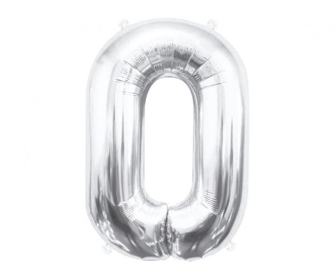 Balon foliowy Cyfra 0, srebrna, 85 cm 85cal Godan (BC-HSR0)