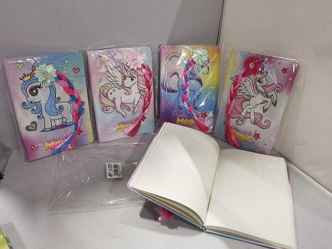 Notes (notatnik) z okładką z jednorożcem z warkoczem A5 80k. krata Adar (580190)