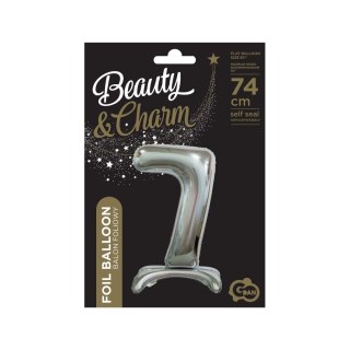Balon gumowy Beauty&Charm cyfra stojąca srebrna srebrny Godan (BC-ASS7)